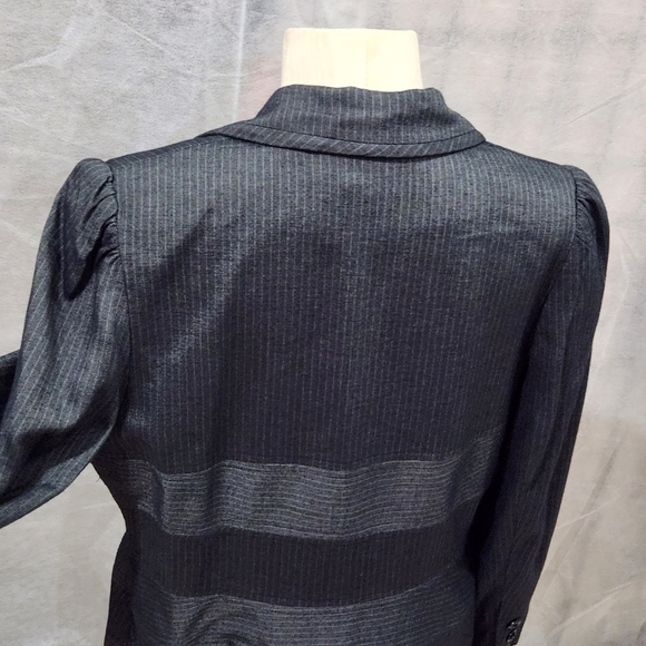 ETCETERA Gray Jacket Womens Blazer Long Green Pinstripes Designer Coat Size 8 - Picture 3 of 16